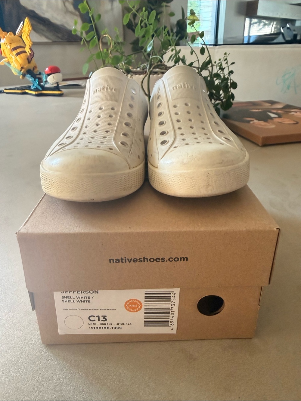 Native Kids Slip-On Sneakers in Shell White